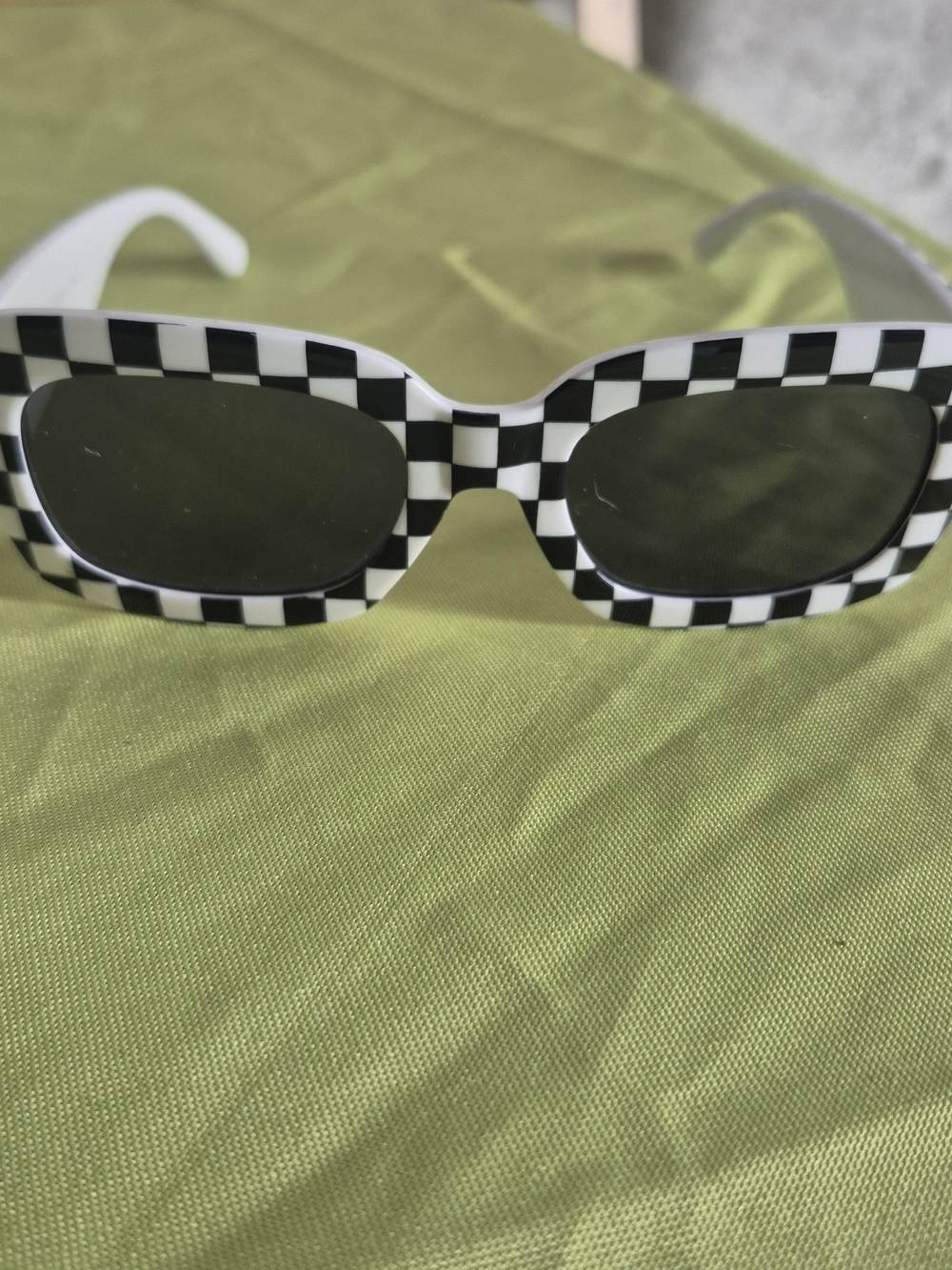 Black & White Checkerboard Rectangle Sunglasses